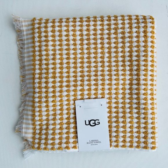 UGG Larissa Fringed Bath Towel Fall Leaf & White  30" x 54" - Picture 1 of 3